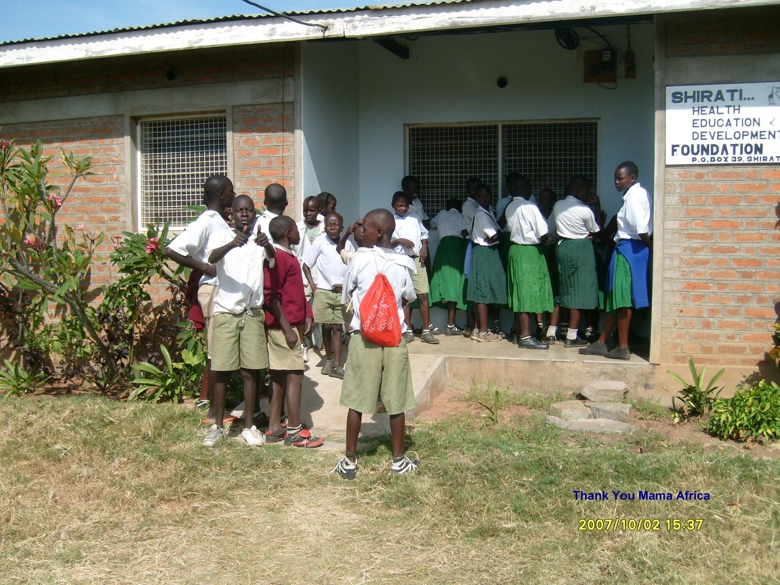 Community health worker with patients